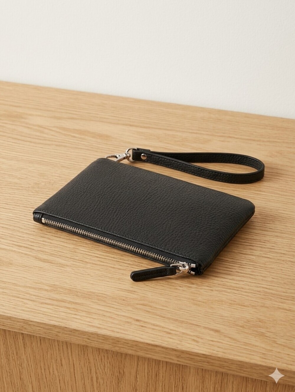 NWOT Steve Madden Black Pebbled Faux Leather Wristlet Pouch Wallet